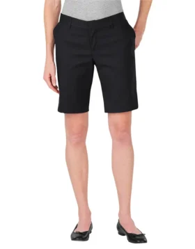 Shorts pour femme à coupe décontractée et devant plat, 9 pouces