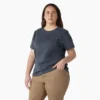 T-shirt à manches courtes et poches pour femmes, coupe large