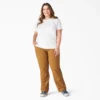 T-shirt à manches courtes et poches pour femmes, coupe large
