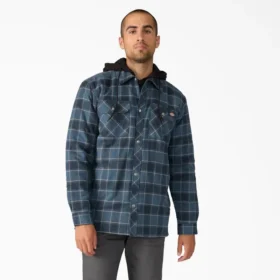 Veste-chemise à capuche en flanelle déperlante