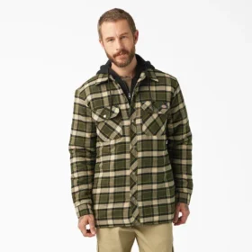 Veste-chemise à capuche en flanelle déperlante