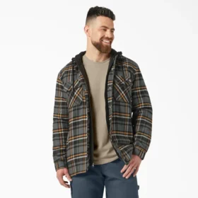 Veste-chemise à capuche en flanelle déperlante