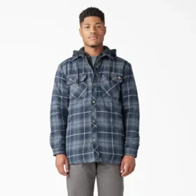 Veste-chemise à capuche en flanelle déperlante