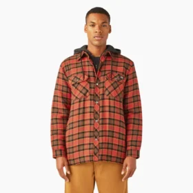 Veste-chemise à capuche en flanelle déperlante