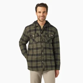 Veste-chemise à capuche en flanelle déperlante