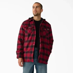 Veste-chemise à capuche en flanelle déperlante