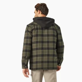 Veste-chemise à capuche en flanelle déperlante