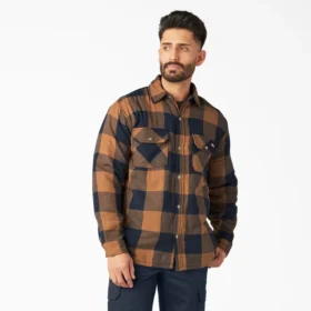 Veste-chemise en flanelle déperlante doublée de polaire