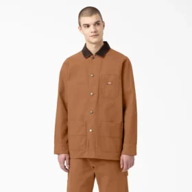 Veste de travail en toile de coton délavée à la pierre, sans doublure