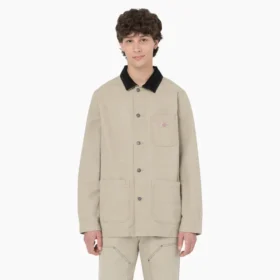 Veste de travail en toile de coton délavée à la pierre, sans doublure
