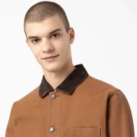 Veste de travail en toile de coton délavée à la pierre, sans doublure