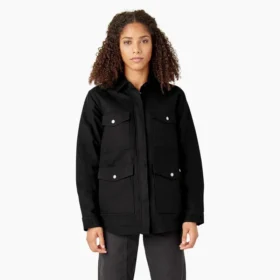 Veste de travail pour femme en toile de coton brossée doublée de polaire à poils longs