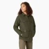 Veste de travail pour femme en toile de coton brossée doublée de polaire à poils longs Veste de travail pour femme en toile de coton brossée doublée de polaire à poils longs