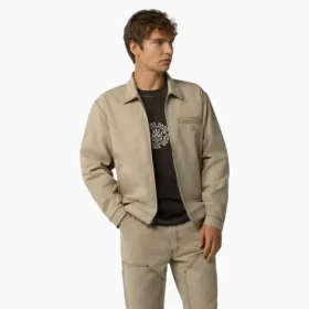 Veste en coton duck avec surpiqûres contrastées