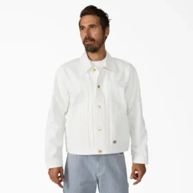 Veste en denim plissé à lisière