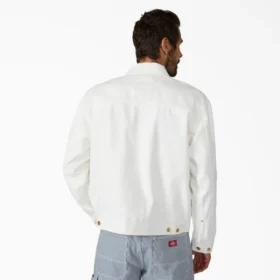 Veste en denim plissé à lisière