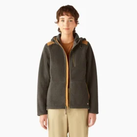 Veste en polaire à poils longs pour femme