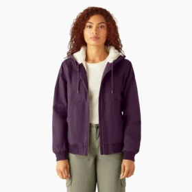 Veste en toile de coton doublée polaire pour femme