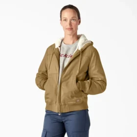 Veste en toile de coton doublée polaire pour femme
