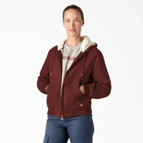 Veste en toile de coton doublée polaire pour femme